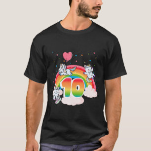 Camiseta 10Th Birthday Rainbow Unicorn Themed Birthday Part