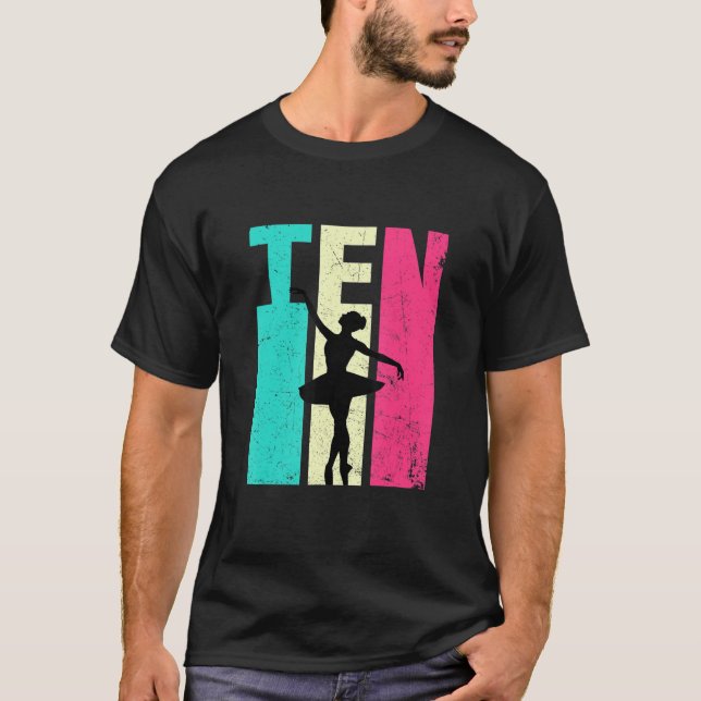 Camiseta 10th Birthday Retro Ballet Dancer 10 Years Old Bir (Anverso)