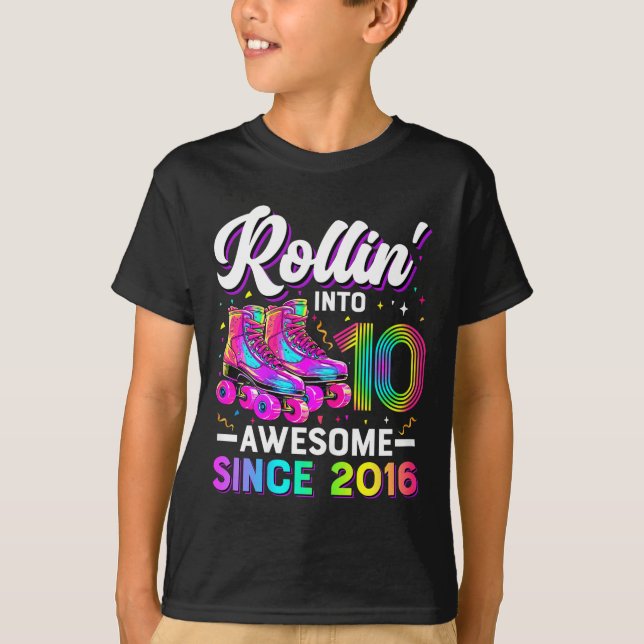 Camiseta 10th Birthday Shirt Girl 10 Year Old Roller Skate  (Anverso)