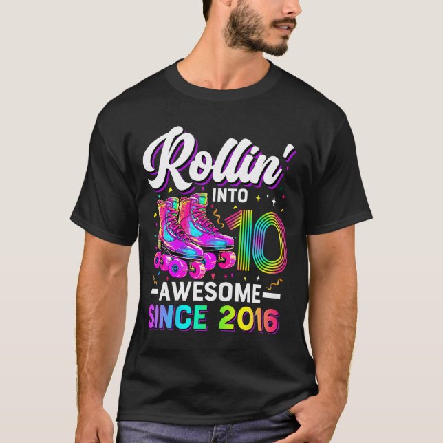 Camiseta 10th Birthday Shirt Girl 10 Year Old Roller Skate  (Anverso)
