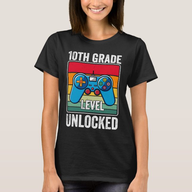 Camiseta 10th Grade Level Unlocked Video Game Back to Schoo (Anverso)