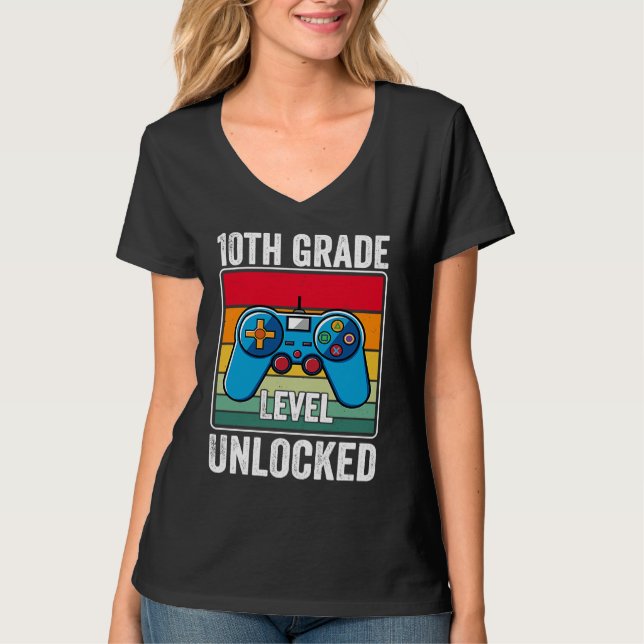 Camiseta 10th Grade Level Unlocked Video Game Back to Schoo (Anverso)