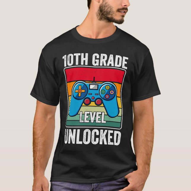 Camiseta 10th Grade Level Unlocked Video Game Back to Schoo (Anverso)