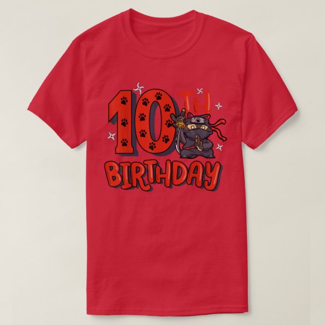 Camiseta 10th Ninja Birthday Boy 10 Year Old Samurai Bday P (Diseño del anverso)
