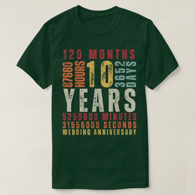 Camiseta 10th Wedding Anniversary 10 Years Old Marriage Vin (Diseño del anverso)