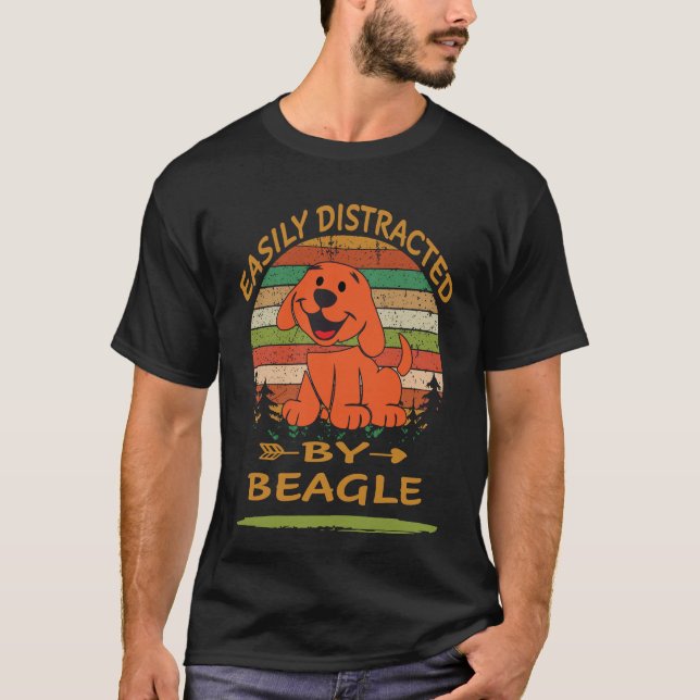 Camiseta 111 Fácilmente Distraído Por Beagle (Anverso)