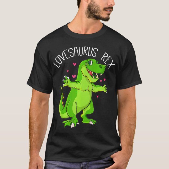 Camiseta 115 Niños Día de San Valentín de Dinosaurio Lovesa (Anverso)