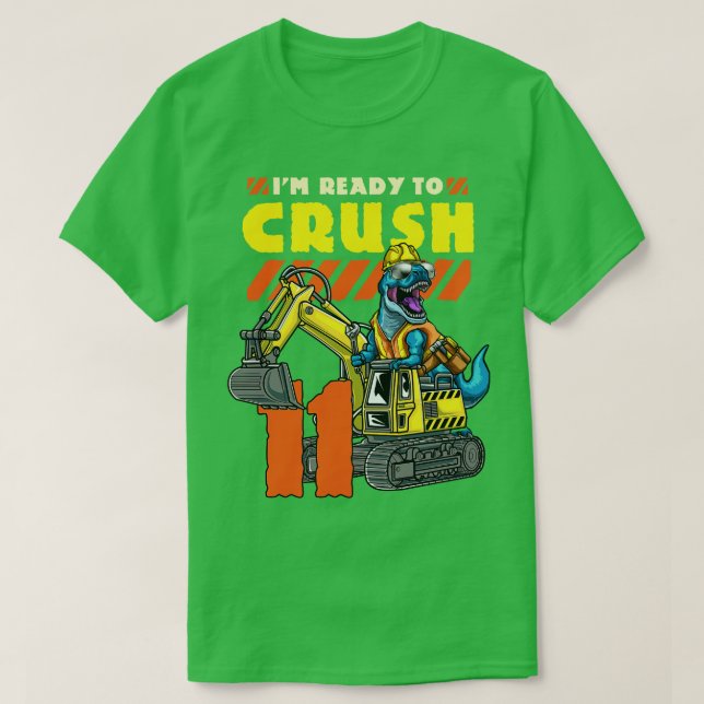 Camiseta 11.ª Excavadora de dinosaurios de cumpleaños (Diseño del anverso)