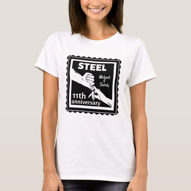 Camiseta 11.º aniversario de bodas tomados de la mano (Anverso)