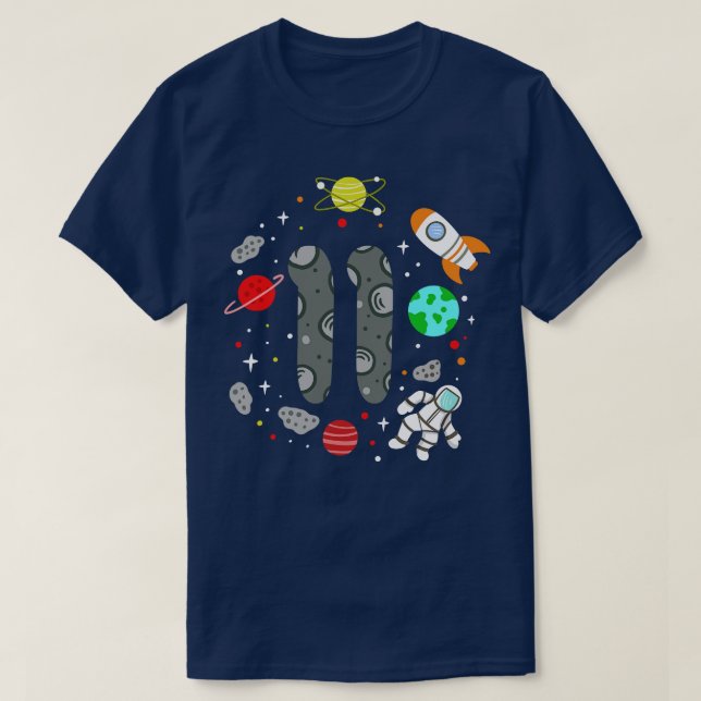 Camiseta 11.º astronauta espacial de cumpleaños (Diseño del anverso)