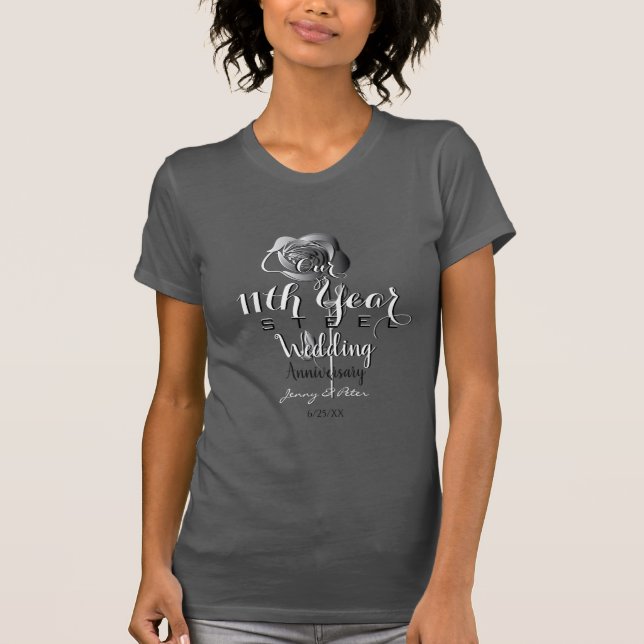 Camiseta 11.º Boda Aniversario Rosa de acero (Anverso)