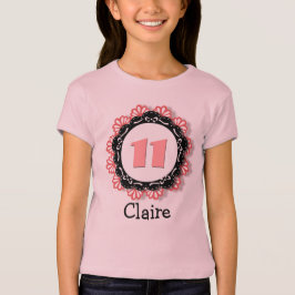 Camiseta 11.º Chica de cumpleaños 1 año nombre grande V64
