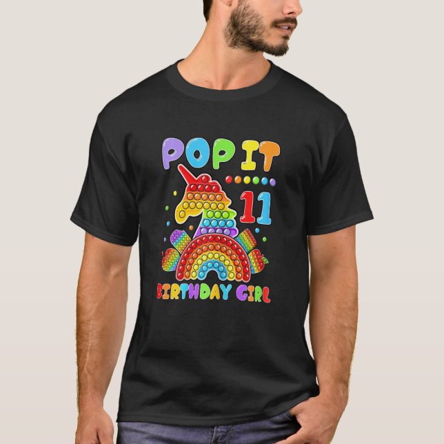 Camiseta 11.º Chica de cumpleaños Pop It Fidget Toy de 11 a (Anverso)