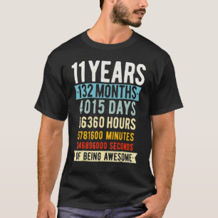 Camiseta 11.º cumpleaños 11 años Retro de cosecha 132 meses