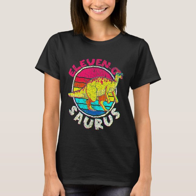 Camiseta 11.º cumpleaños Eleven O Parasaurolophus Matc (Anverso)