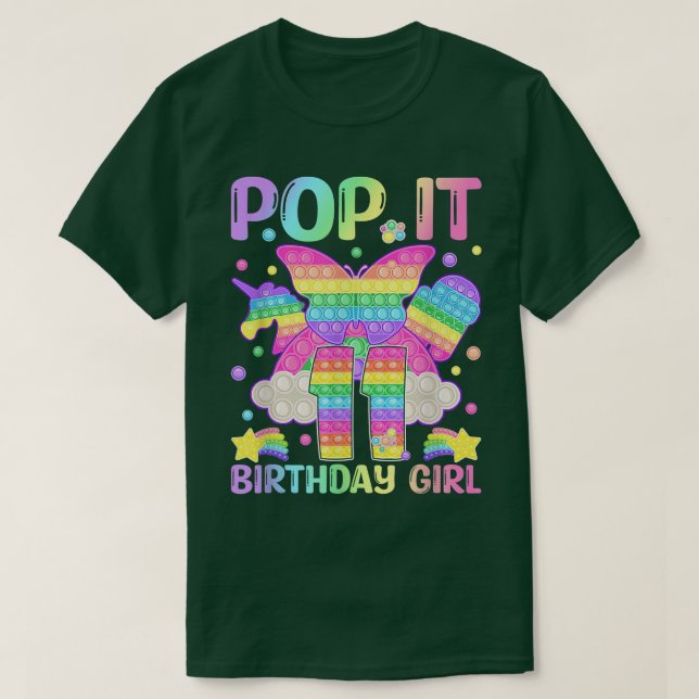 Camiseta 11.º cumpleaños Fidget Toy Pop It Chica de cumplea (Diseño del anverso)