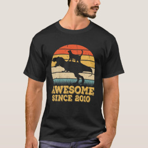 Camiseta 11.º Cumpleaños Gato Montando Dinosaurios Lover Fu