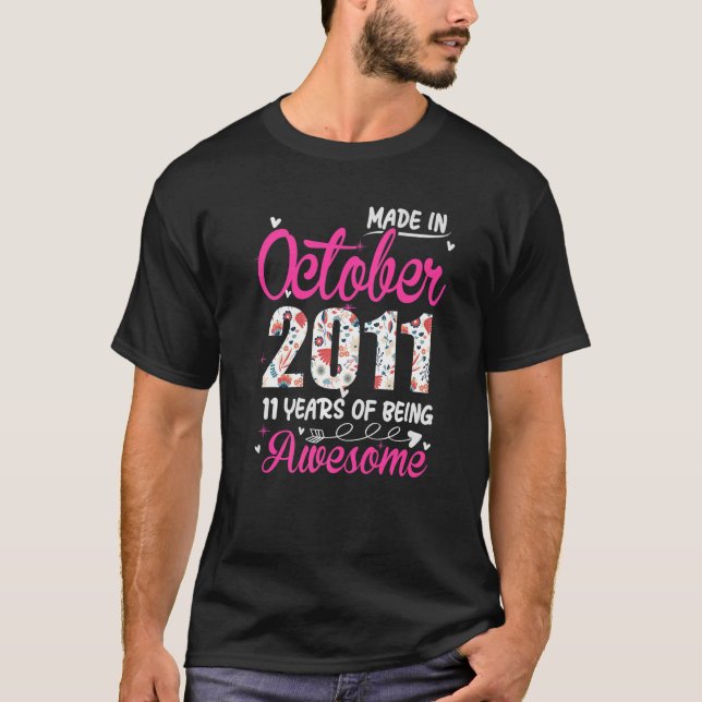 Camiseta 11.º cumpleaños increíble desde octubre de 2011 (Anverso)