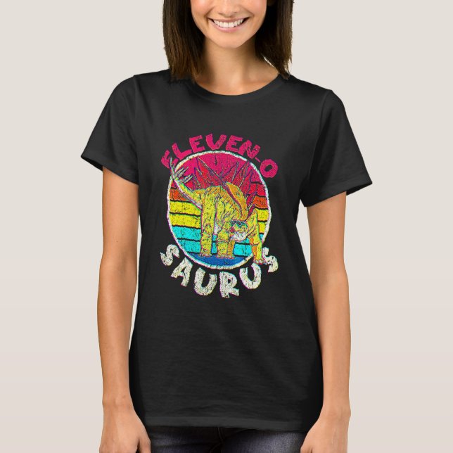 Camiseta 11.º Cumpleaños Once O Saurus Stegosaurus I Famili (Anverso)