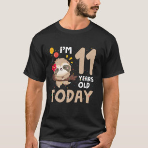 Camiseta 11.º cumpleaños Sloth Boys Fiesta 11 años Fu