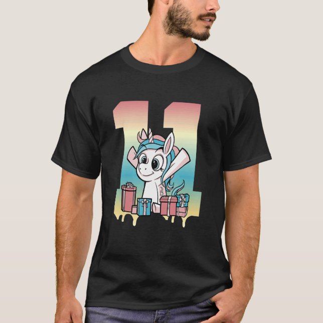 Camiseta 11.º cumpleaños Undécimo cumpleaños Cute Unicorn (Anverso)
