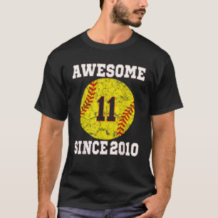 Camiseta 11.º Nacimiento de Softball Vintage de 11 años