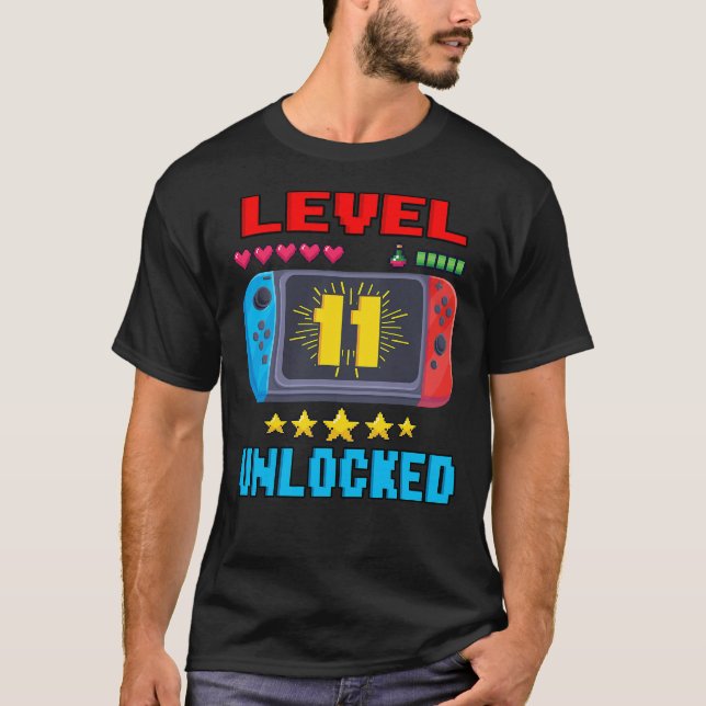 Camiseta 11.º Nacimiento Niño Nivel 11 Video Gamer Bi desbl (Anverso)