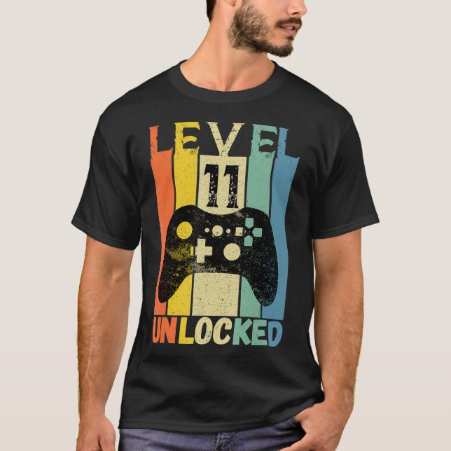 Camiseta 11.º nivel de cumpleaños 11 videojuego desbloquead (Anverso)