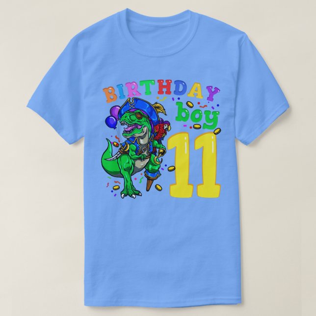 Camiseta 11.º pirata de dinosaurios de cumpleaños (Diseño del anverso)