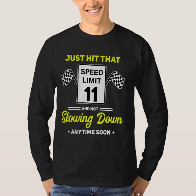 Camiseta 11.º Rótulo de límite de velocidad de cumpleaños 1 (Anverso)
