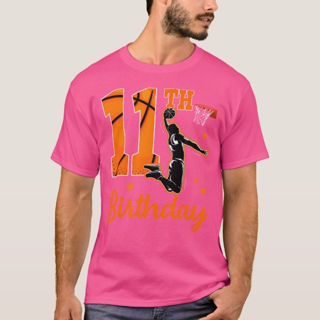 Camiseta 11.º Tema Del Baloncesto De Cumpleaños Niño De 11  (Anverso)