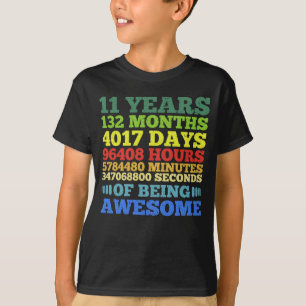 Camiseta 11 años de edad 11ª cosecha de cumpleaños 132 mese
