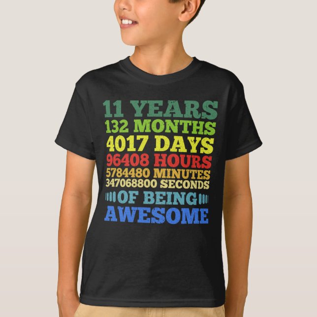 Camiseta 11 años de edad 11ª cosecha de cumpleaños 132 mese (Anverso)