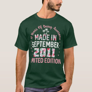 Camiseta 11 Años De Edad 11º Cumpleaños Hecho En Septiembre