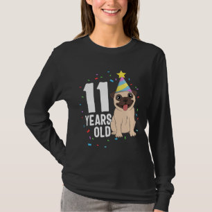Camiseta 11 años de edad Fiesta de Perro Pug de cumpleaños