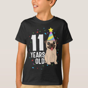 Camiseta 11 años de edad Fiesta de Perro Pug de cumpleaños 