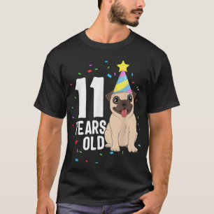 Camiseta 11 años de edad Fiesta de Perro Pug de cumpleaños 