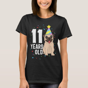 Camiseta 11 años de edad Fiesta de Perro Pug de cumpleaños
