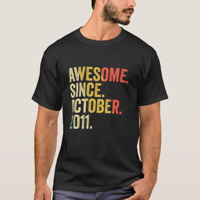 Camiseta 11 años de edad increíble desde octubre (Anverso)