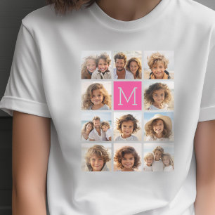 Camiseta 11 Colaje de Fotos - Cuadrícula Mínima con Texto