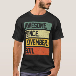 Camiseta 11° cumpleaños de 11 años asombroso desde noviembr