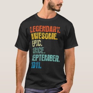 Camiseta 11° cumpleaños de 11 años asombroso desde setiembr
