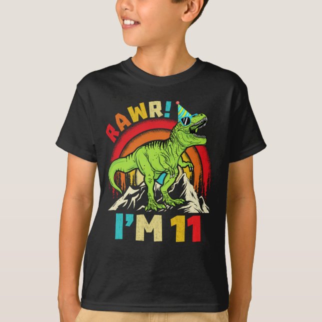 Camiseta 11 cumpleaños Dinosaur T Rex Rawr Tengo 11 años pa (Anverso)