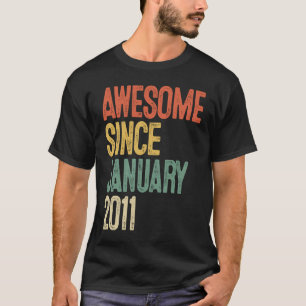 Camiseta 11° cumpleaños increíble desde enero de 2011 11 añ