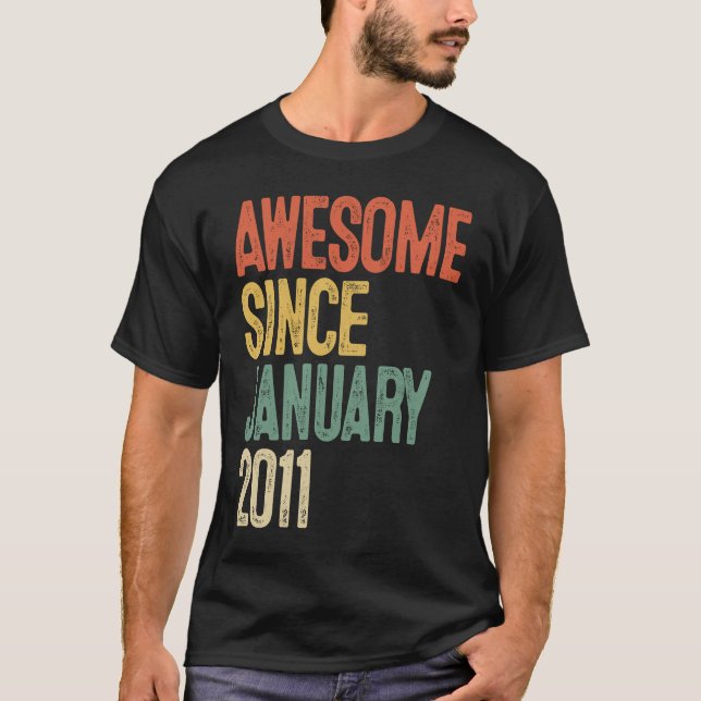 Camiseta 11° cumpleaños increíble desde enero de 2011 11 añ (Anverso)
