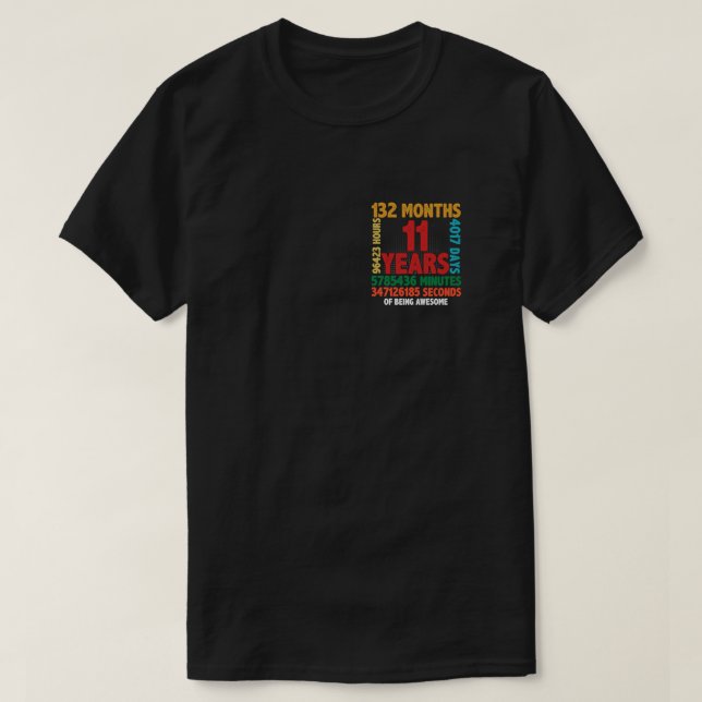 Camiseta 11 Year Of Being Awesome 11th Birthday Gift (Diseño del anverso)