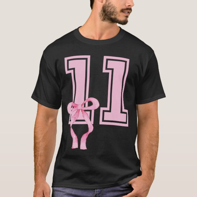 Camiseta 11 Year Old Birthday Girl Coquette Pink Bow Aesthe (Anverso)