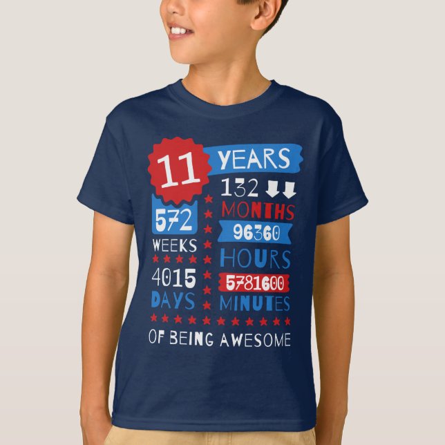 Camiseta 11 Years Of Being Awesome - 11th Birthday Gift Tee (Anverso)