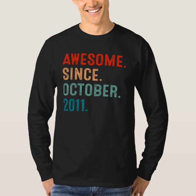Camiseta 11 Years Old  Awesome Since October 2011 11th Bday (Anverso)