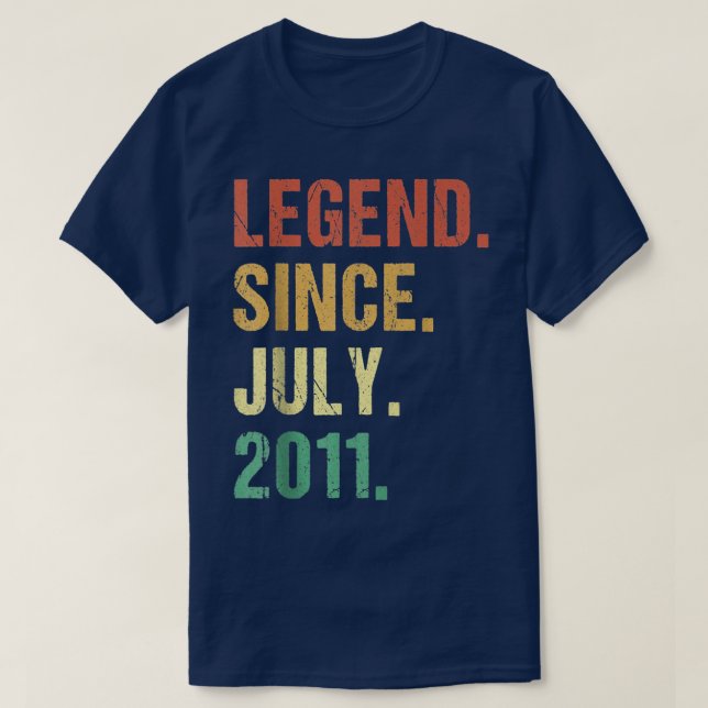 Camiseta 11 Years Old Gifts Legend Since July 2011 11th Bir (Diseño del anverso)